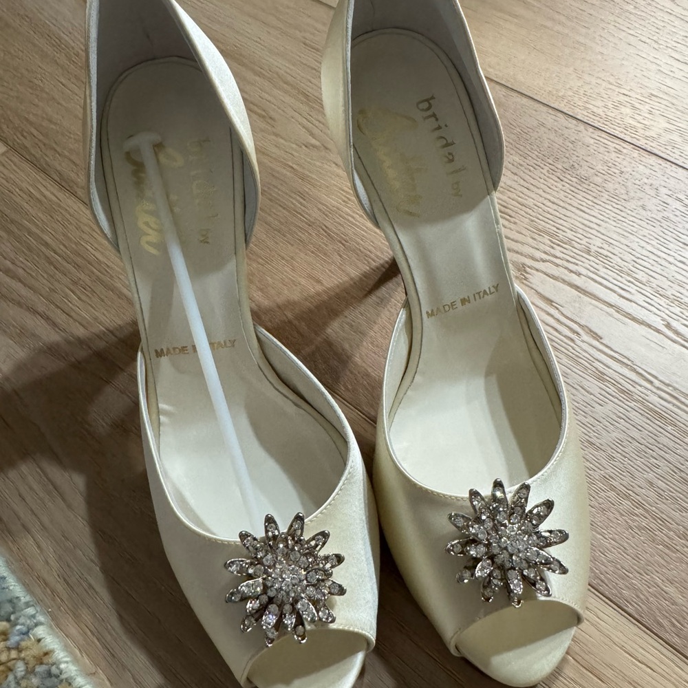 Wedding Shoes - New in Box. Bridal by Butter Cosmo Peep Toe - ivory satin